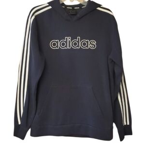 Adidas Men's Essentials 3-Stripes Pullover Fleece Hoodie Navy Blue Size Medium